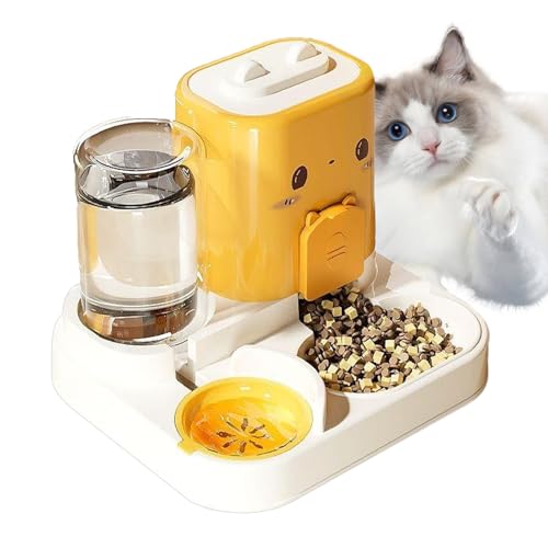  Katzenfutterspender   2 In 1 Wassertank Futtersystem Napf großvolumiger Futterbehälter für Katzenwelpen Kleintiere