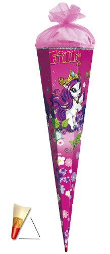 Schultüte - Filly Pferde 22 cm - mit Tüllabschluß - Zuckertüte Roth Pferd Einhörner Fillys Fairy Unicorn Einhorn Magic