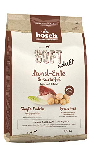 bosch HPC SOFT Land-Ente Kartoffel halbfeuchtes Hundefutter für ausgewachsene Hunde aller Rassen Single Protein grain-free 1 x 2.5 kg