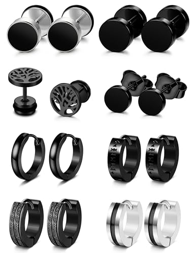 YADOCA 8 Paare Männer Hypoallergen Ohr Piercing für Männer Jungen A