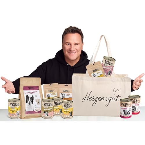 Dogs n Tiger Herzensgut Hund Premium Nassfutter Trockenfutter Set Guido Maria Kretschmer Box 13-teilig