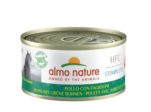 Almo Nature HFC Complete Huhn mit grünen Bohnen Nassfutter für ausgewachsene Katzen 24 Packungen 70 g