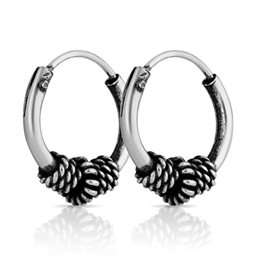 NKlaus Paar Bali Creole 10mm Keltisch Spiralen aus 925 Sterling Silber Mittelalter 4962