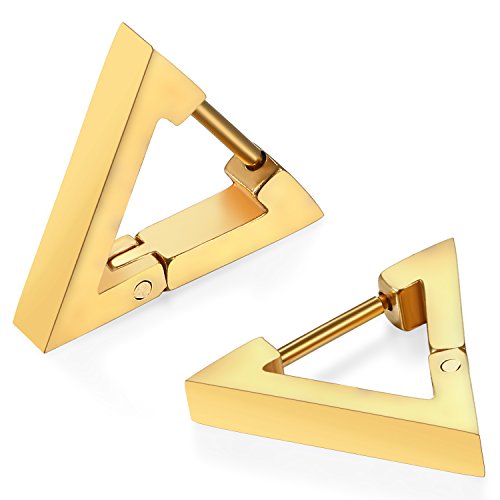 JewelryWe Dreieck Ohrringe für Herren Damen Gold Edelstahl Triangel Klein Huggie Creolen Geometrische Dreieckige Ohrringe Punk Ohrstecker Ohr Piercing Hypoallergen Ohrschmuck
