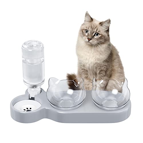 Katzennapf 3er Set 3 in 1 Katzenfressnapf 15 Kippbare Futternapf für Katze Näpfe Tränken Zubehör für Katzen Fressnapf Katze Erhöht für Katzen und Kleine Hunde
