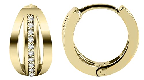 Akzent Damen-Ohrringe Klapp Creolen 333er Gold 8 ct Zirkonia 5500003 gelbgold