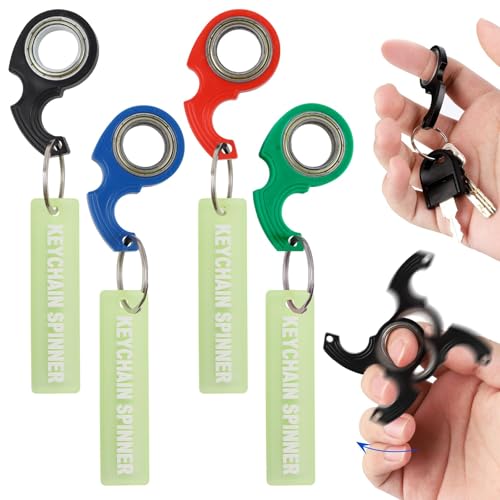 Fonyiunce 4 Stück Schlüsselanhänger Spinner Spinner Fidget Ring Spielzeug Schlüssel Spinner Sensorisches Spielzeug Fidget Spinner Schlüsselanhänger für Kinder und Erwachsene