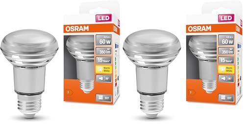 Osram Star R63 Lampe für Sockel Reflektor Lampe Glas Design 350 Lumen warmweiß 2700K Ersatz für herkömmliche 60Wühbirnen nicht dimmbar 1er Pack Packung 2