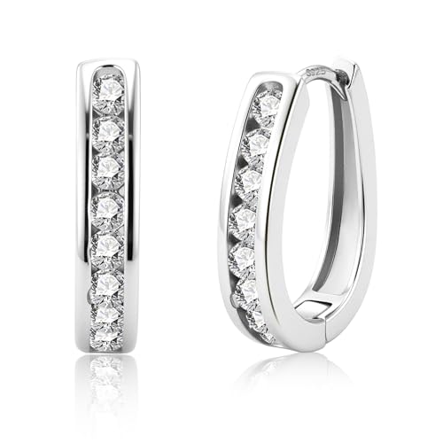 ALEXCRAFT Ohrringe Silber 925 Damen Creolen Silber 925 mit Zirkonia Klein Ohrringe Creolen Klein Huggie Schlafen Knorpel Ohrring für Damen Mädchen