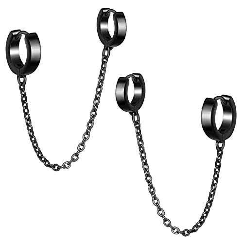 feilok Ohrschmuck Männer Ring Rund mit Kette