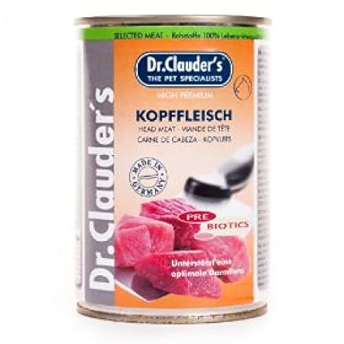 DR.CLAUDER S - Selected Meat Prebiotic Nassfutter in Lebensmittelqualität mit Inulin für eine gesunde Darmflora bei ausgewachsenen Hunden. Alleinfutter in der Dose 400g Kopffleisch