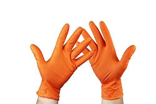 KMINA - Nitrilhandschuhe Diamanttextur S Einweghandschuhe Nitril Mechanische Handschuhe Orange Grip LATEXFREI
