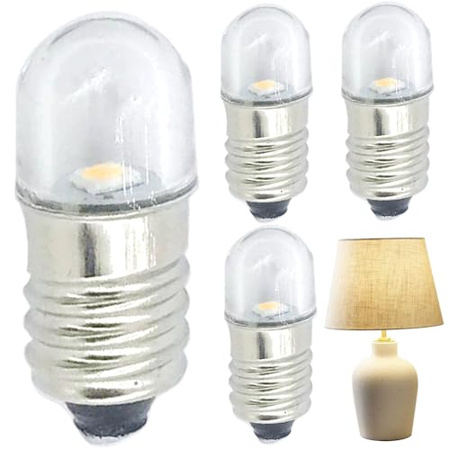 Jeorywoet E10 -Glühbirne E10 LED -Glühbirne 4PCS 1x0.4in 6500K 3V Ersatz durch transparente Abdeckung für Taschenlampe LED -Schild Lampe leichter Blauch