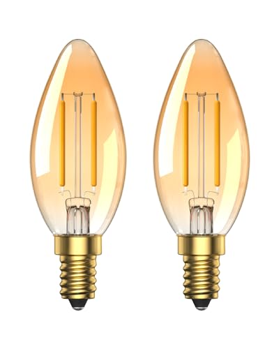 Luxvista 2.5W Glühbirne E14 LED Warmweiss 2200K Vintage C35 LED E14 Kerze Kleine Schraube Edison Bernstein LED Lampen E14 200 Lumen Nicht Dimmbar 2 Pack