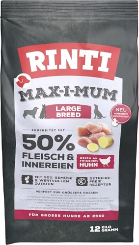 RINTI Max-i-Mum Large Breed Huhn 12kg Trockenfutter für Erwachsene Hunde großer Rassen