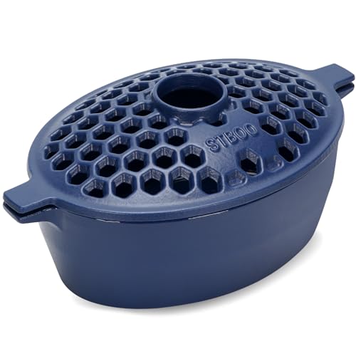 STBoo Holzofen Dampfgarer Gusseisen Innentopf für die Heizung zu Hause Schüssel Herd Abdeckungen Zubehör dekorativ Matte Oberfläche Rostbeständig 2 7 Quart Blau