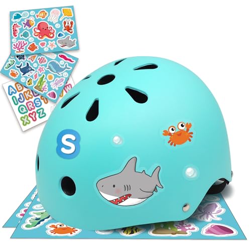 Simply Kids Fahrradhelm Kinder mit DIY-Aufklebern I Skaterhelm Kinder für Skateboard Fahrrad Roller I Fahrradhelm Kinder Jungen 52-58 46-52 I Kinderhelm 2 Jahre Mädchen Baby