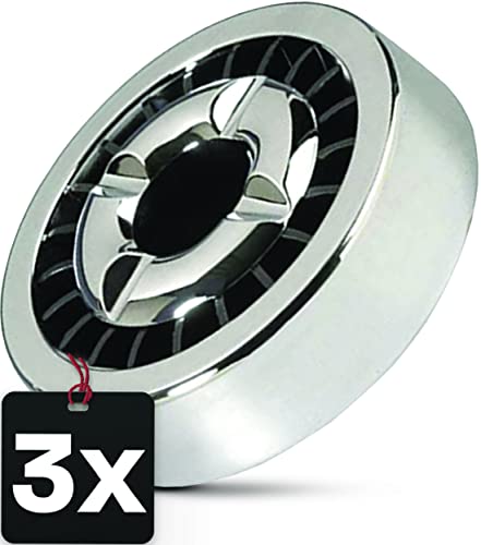 Praknu 3 Gluttöter Aschenbecher für Draußen Silber - Windgeschützt - Spülmaschinenfest - Wetterfest - Für Indoor und Outdoor