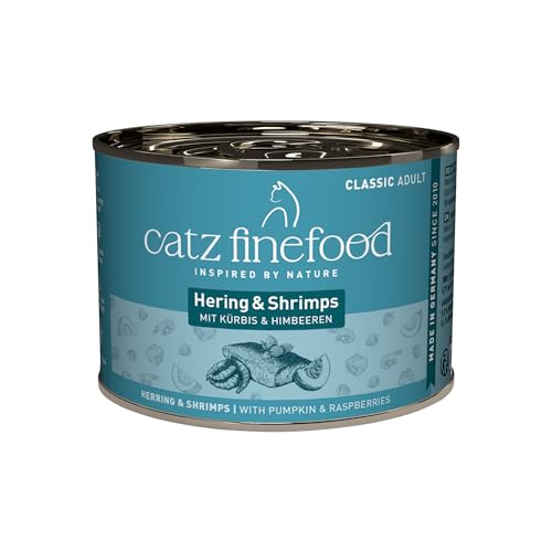 catz finefood N 13 Hering Shrimps Feinkost Katzenfutter nass verfeinert mit Kürbis Aloe Vera 6 x 200g Dosen