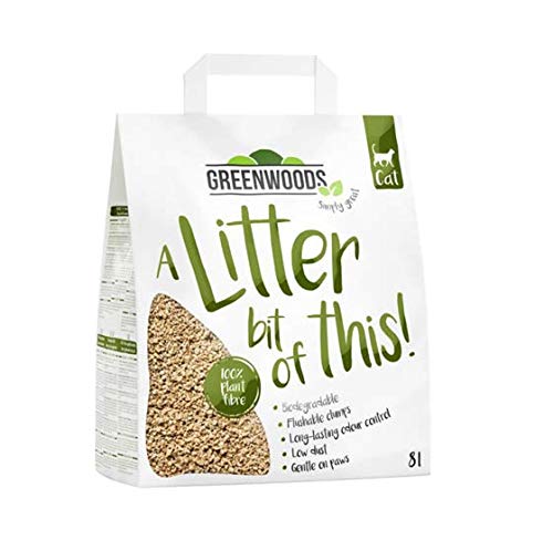 Greenwoods Katzenstreu aus Pflanzenfaser natürlich klumpend 3 x 8 l ordentlich frische Stufen hochwertige Inhaltsstoffe leicht saubere Pfoten geringer Staub wirtschaftlich biologisch