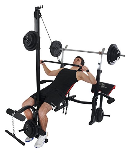 Christopeit Sport Power XL   Multi Gym Langhantelablage Beincurler Armcurlpult Latissimusturm