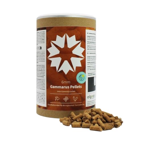 algova Gammarus Pellets 6mm Bachflohkrebse Natur-Sinkfutter für Aquarienfische Cichliden Diskus Welse Teichfische Koi Goldfische Stör Wasserschildkröten Vögel Hühner 600g
