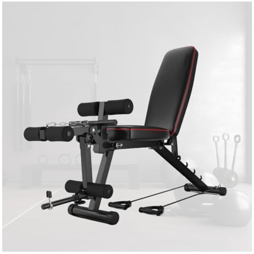 ypuxil Hantelbank Multifunktion Trainingsbank Klappbar Hochbelastbare Krafttrainingsbank mit breiter PU-Polsterung für Sit-ups Liegestütze und GanzkörpertrainingBlack 162cm