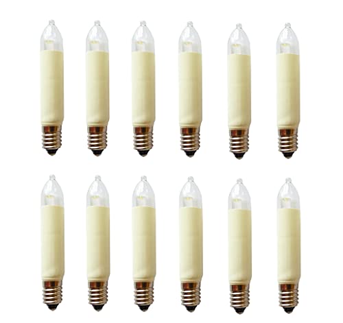 ShuoHui E10 LED Kleinschaftkerze 10-55V 0 1-0 2 W - 11 mm Länge 65 mm- für INNEN - Ersatzlampe für Schwibbogen u. Lichterketten - warmweiß 10 Stück
