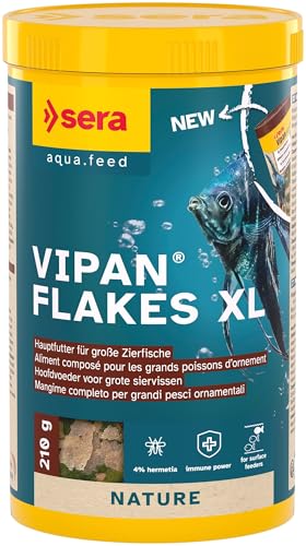 sera Vipan Flakes XL 1.000 ml 210 g Fischfutter Aquarium für Zierfische Flockenfutter Aquarium Fischfutter Flocken mit 4% Insektenmehl Naturnahe Ernährung Fördert Gesundes Wachstum