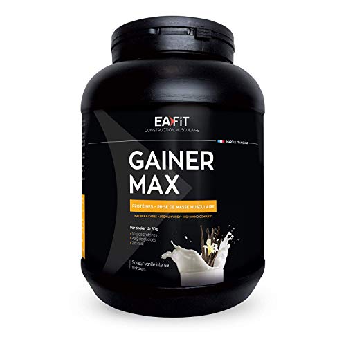 Mass Gainer - Whey Protein Pulver Vanille 1 1kg - Gainer max - Eiweiss Protein Pulver für Muskelaufbau Gewichtszunahme - Mega Eiweißpulver für Protein Shake - mit Protein Shaker