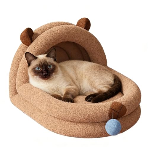 Katzenhaus - Höhlenbett Katzen-Iglu-Bett halbgeschlossenes Capybara-Thema bissfest für alle Jahreszeiten Kätzchenbett für Zuhause Wohnzimmer Schlafzimmer Boden Frühling Sommer Herbst Win