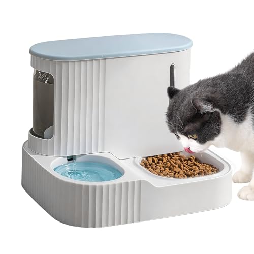 Automatischer Katzen Futterautomat Mit Trinkbrunnen - 2 In 1 Kombination Für Welpen Futterautomat Und Wasserspender 3L Abnehmbarer Trockenfutterspender Für Katzen - Für Kleine Hunde