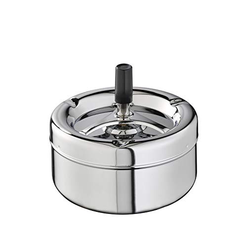 APS 54 KLASSIKER Aschenbecher mit Drehknopf 13 x 10.5 cm Silber