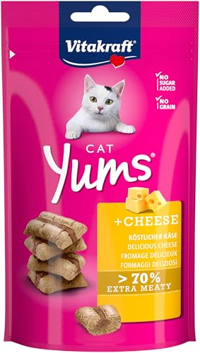 Vitakraft Cat Yums Katzen Leckerli weicher Katzensnack gefüllt mit Käse im wiederverschließbaren Beutel ohne Zusatz von Zucker 1x 40g