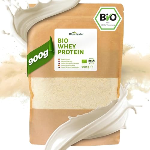 RheinNatur Bio 900g   Geschmacksneutralesßpulver Zusatzstoffe Soja   100% reines Bio Molke für Proteinshakes