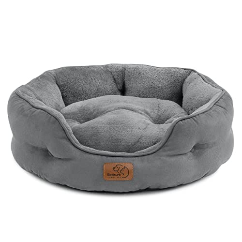 Bedsure Katzenbett waschbar Katzen Bettchen - 51x48x15cm Katzen Bett grau mit zweiseitig Innenkissen Katzenschlafplatz für Katzen oder kleine Hunde