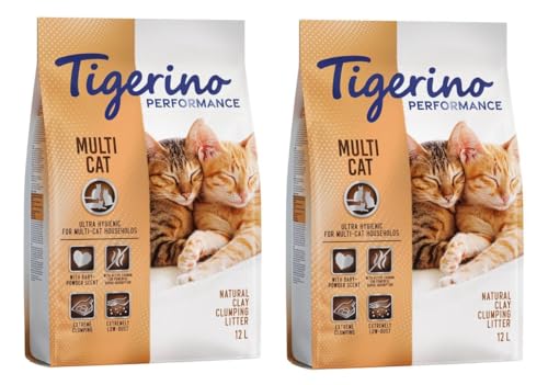 Tigerino Performance Multi Cat Katzenstreu Babypuderduft 2x12L