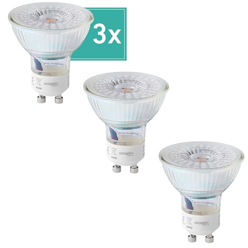 Oktaplex 3er Set Lampe GU10 LED warmweiß 2700K 450lm 2 5W Leuchtmittel 100 Abstrahlwinkel - Effizienzklasse A