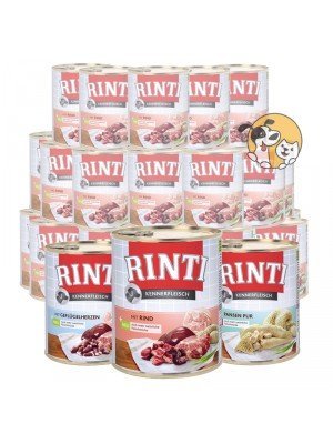 Rinti 30 x 800g Kennerfleisch Nassfutter aus 19 Sorten frei wählbar und MIOMERA gratis Snack dazu