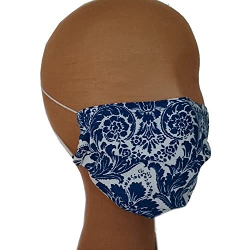 elegante Mund-Nasen-Maske blau weiß Pailletten 60 waschbar 100% Baumwolle 2-lagig schadstoffgeprüft Motiv silber Glitzer schicke Behelfsmaske Damen ugs. Mundschutz Maske JUSCHU-bag