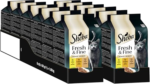 SHEBA Fresh Fine in Sauce mit Huhn Truthahn und Ente 12 x 6 x 50g