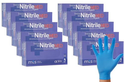 MTS Safety Protection Einweghandschuhe M - 1000 Stück Box Nitrilhandschuhe Blau Handschuhe Nitril - Einmalhandschuhe Puderfreie Latexfreie Gummihandschuhe M Blau 1000 Stück