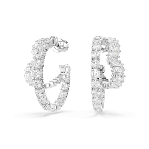 Swarovski Matrix Creolen verschiedene Größen Herz Weiß rhodiniertes Metall One Size Kristall Cubic Zirkonia One Size Kristall Cubic Zirkonia One Size Kristall Zirkonia