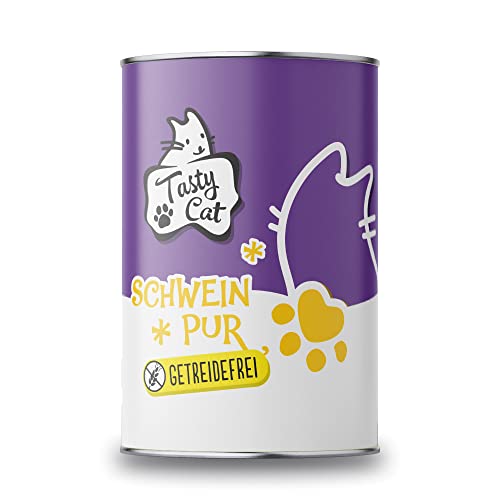 Tasty Cat Nassfutter für Katzen Schwein PUR 6 x 400g. getreidefrei zuckerfrei Monoprotein