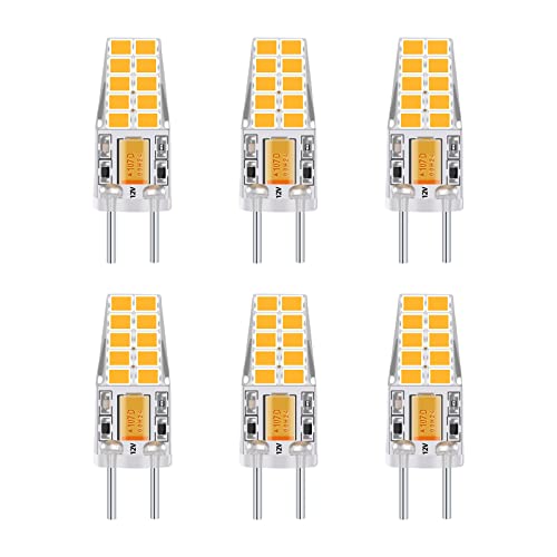 Klarlight 3W G6.35 GY6.35 LED Bi-Pin Sockel AC DC 12V 3000K Warmweiß 2-Stifte 6-Pack Ersatz 25W Halogen Glühbirne Glühlampe für Kronleuchter Hängelampen Wandleuchte NICHT DIMMBAR