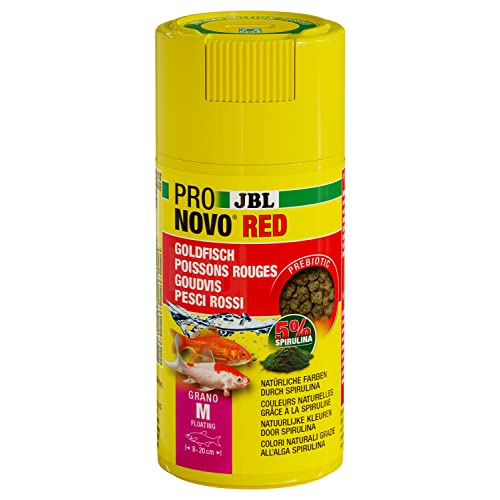 JBL PRONOVO RED GRANO Hauptfutter für Goldfische von 8-20 cm Fischfutter-Granulat Klickdosierer Größe M 100 ml