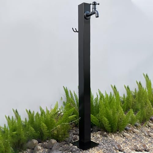 Generisch Freistehende Gartenwassersäule mit Schlauchhalter Frostsicherer Wasserrohrständer Schwarz 6-teilig Ideal für Gartenbewässerung und Gartenbrunnen