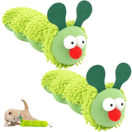 YyiFcg Katzenminze Kissen Katzenminze Spielzeug 2 Stück Grüne Raupen 22 cm Weiches Katzenspielzeug Spielzeug Für Katzen