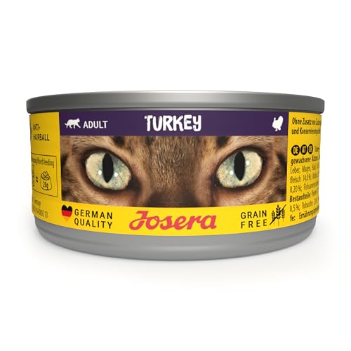 JOSERA Nassfutter Turkey 12 x 85 g Adult Premium Katzenfutter nass für ausgewachsene Katzen Pute mit Lachsöl getreidefrei gegen Harnsteinbildung Haarballen Alleinfutter 12er Pack