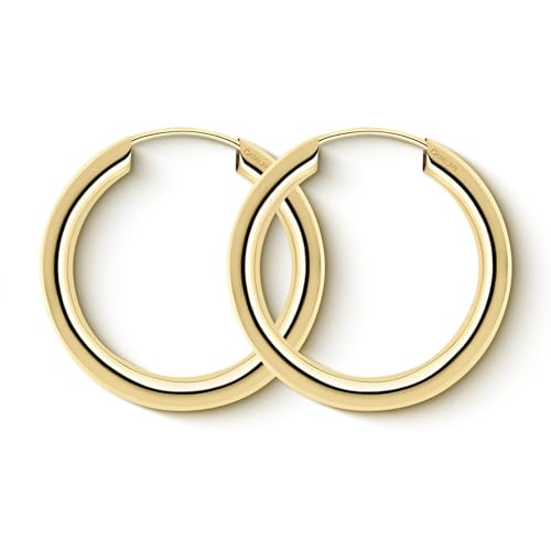 EDELIND Ohrringe Damen Creolen Gold 20mm 375 Gelbgold Breite 2 5mm Kleine Hoop Ohrringe 9 K Echt Gold Goldene Ohrringe mit Schmuck Geschenk Box Made in Germany